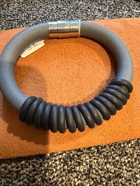 NEW Gray and Black Coil Rubber Bracelet - Magnetic Clasp
